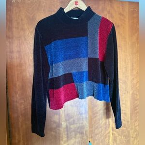 Retro Multicolor Cropped Knit Sweater
